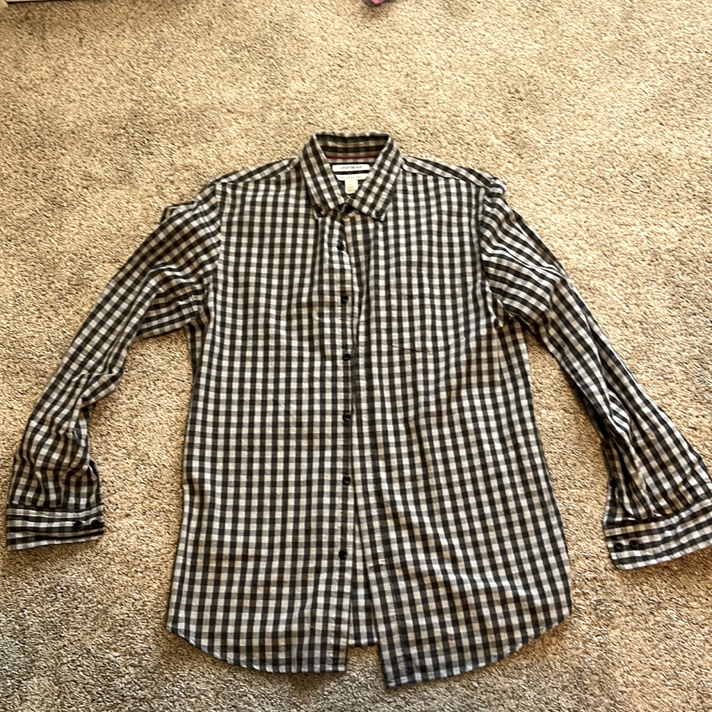 Goodthreads Button Down. Gray And Charcoal Check, Medium.